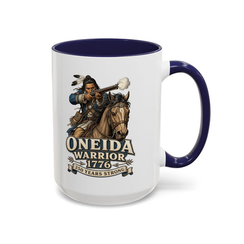 Oneida Warrior Mug - 1776 Mounted Warrior Shooting A Musket