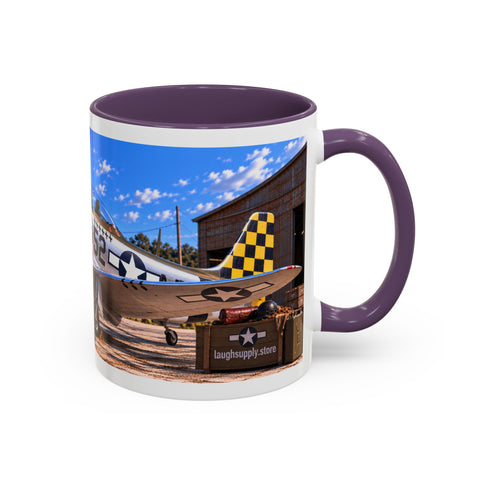 Skeleton Fighter Pilot Mug – P-51 Mustang WWII Retro Aviation Coffee Mug – Funny Dark Humor Gift for Pilots - Laugh Supply