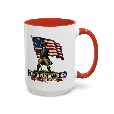 Colonial Flag Bearer 1776 Coffee Mug — Patriotic 250 Years Anniversary