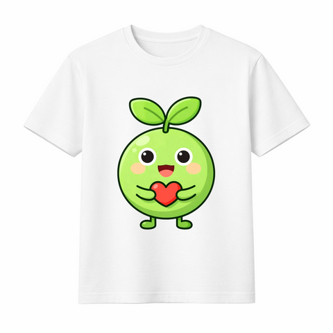 Cute Green Sprout Character T-Shirt — Kawaii Heart-Love Graphic Tee | Unisex Gildan 6400