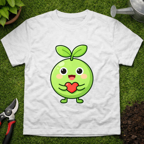 Cute Green Sprout Character T-Shirt — Kawaii Heart-Love Graphic Tee | Unisex Gildan 6400