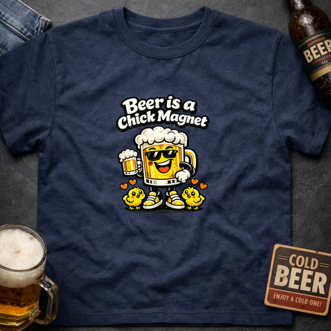 **“Beer Is a Chick Magnet” With Sunglasses, Hearts & Chicks**