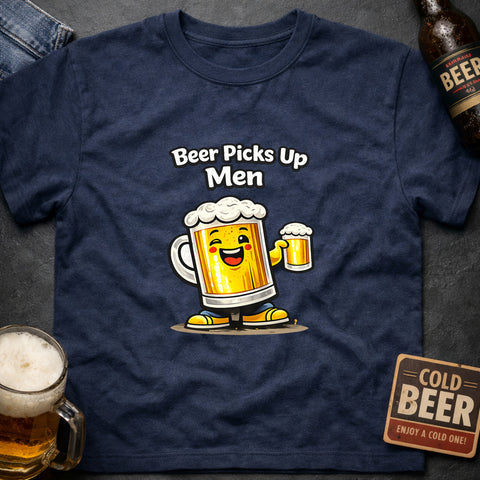 **“Beer Picks Up Men” – Funny Beer T‑Shirt**