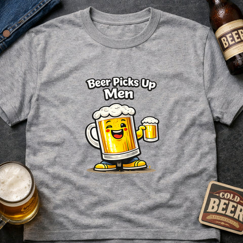 **“Beer Picks Up Men” – Funny Beer T‑Shirt**