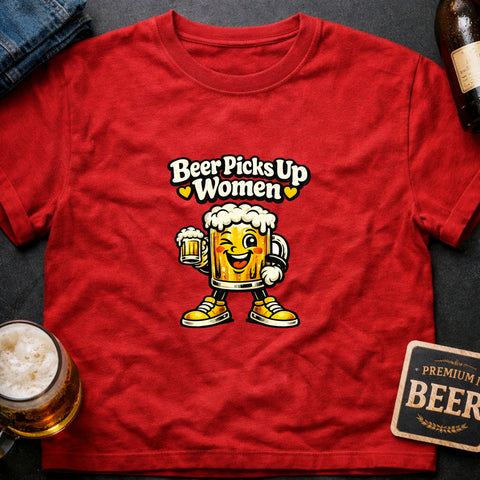 **“Beer Picks Up Women” – Funny Beer Lover T‑Shirt**