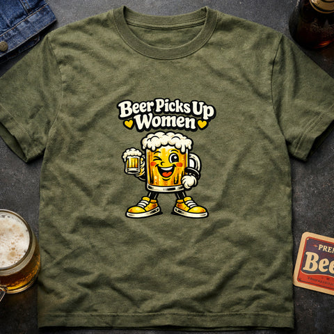 **“Beer Picks Up Women” – Funny Beer Lover T‑Shirt**