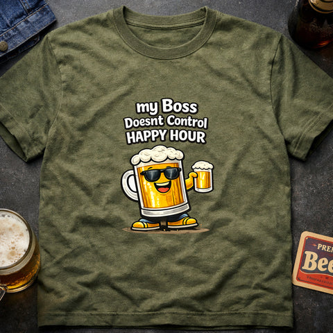 **“My Boss Doesn’t Control Happy Hour” – Funny Beer Lover T‑Shirt**