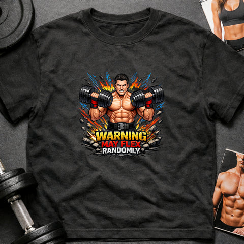**“Warning May Flex Randomly” – Black Hair Caucasian Male Dumbbells Edition**