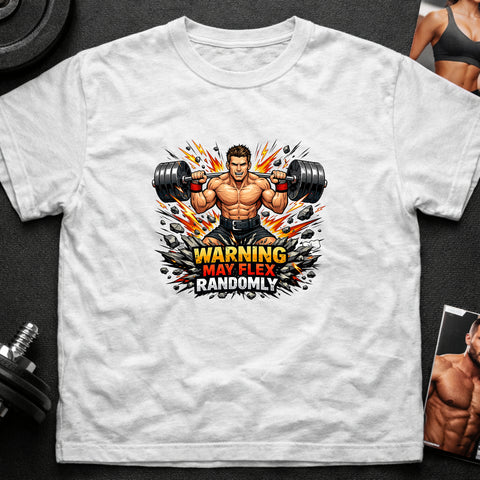 **“Warning May Flex Randomly” – Brunette Hair Caucasian Male Barbell Edition**