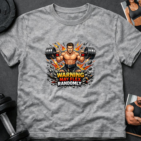 **“Warning May Flex Randomly” – Brunette Hair Caucasian Male Barbell Edition**