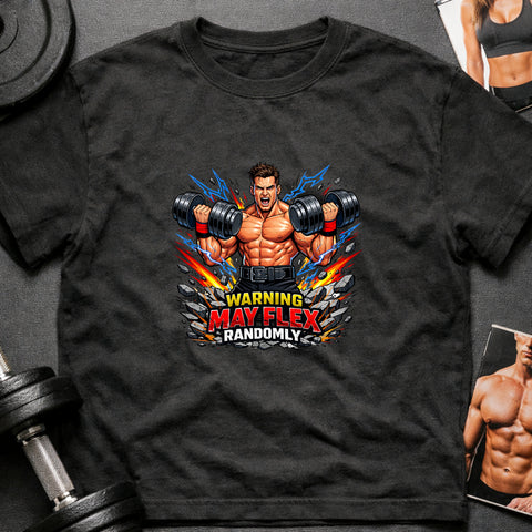 **“Warning May Flex Randomly” – Brunette Hair Caucasian Male Dumbbells Edition**