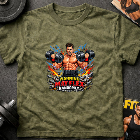 **“Warning May Flex Randomly” – Brunette Hair Caucasian Male Dumbbells Edition**