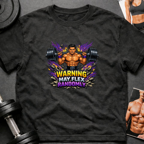 **“Warning May Flex Randomly” – Hispanic Male Barbell Edition**