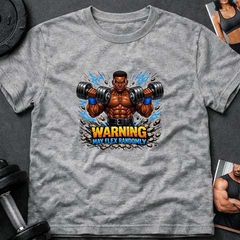**“Warning May Flex Randomly” – Black Male Dumbbells Edition**