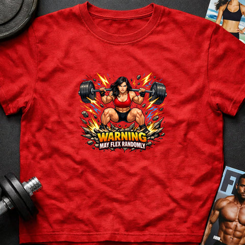 **“Warning May Flex Randomly” – Black Hair Caucasian Female Barbell Edition**