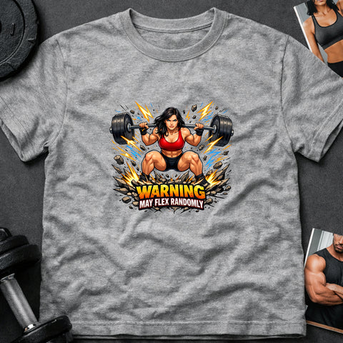 **“Warning May Flex Randomly” – Black Hair Caucasian Female Barbell Edition**