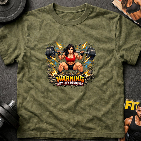 **“Warning May Flex Randomly” – Black Hair Caucasian Female Barbell Edition**