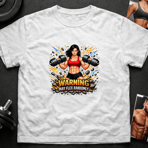 **“Warning May Flex Randomly” – Black Hair Caucasian Female Dumbbells Edition**
