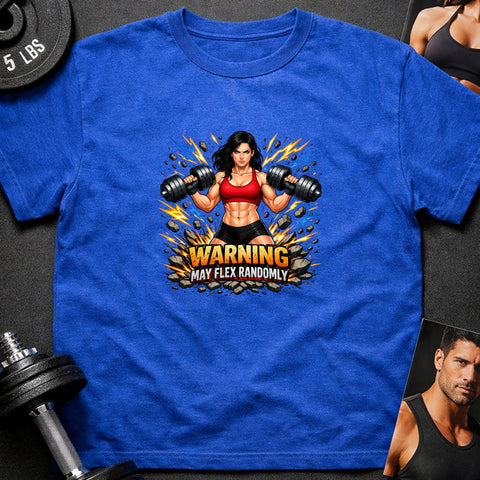 **“Warning May Flex Randomly” – Black Hair Caucasian Female Dumbbells Edition**