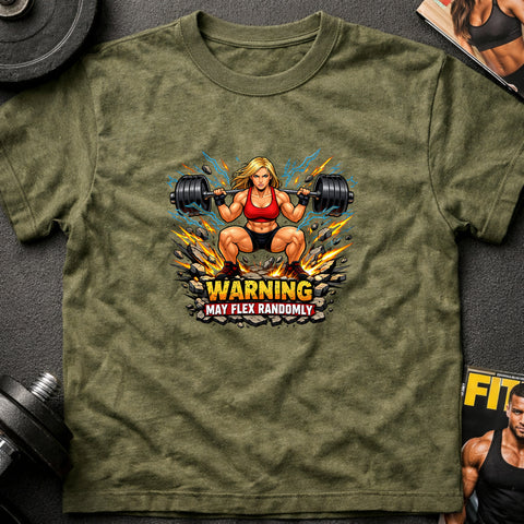 **“Warning May Flex Randomly” – Blonde Hair Caucasian Female Barbell Edition**