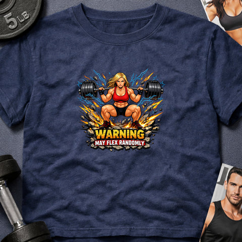 **“Warning May Flex Randomly” – Blonde Hair Caucasian Female Barbell Edition**