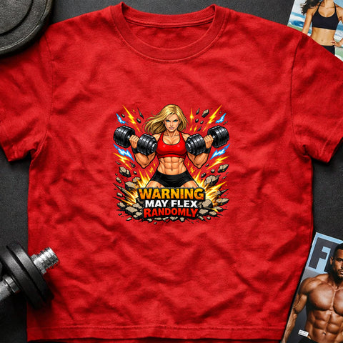 **“Warning May Flex Randomly” – Blonde Hair Caucasian Female Dumbbells Edition**