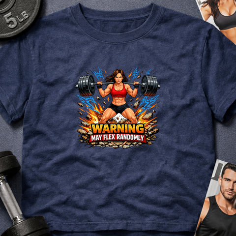 **“Warning May Flex Randomly” – Brunette Hair Caucasian Female Barbell Edition**