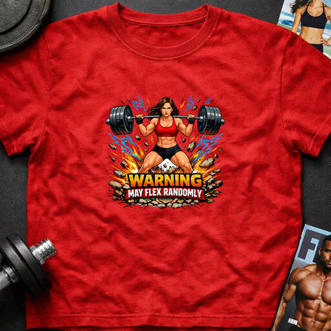 **“Warning May Flex Randomly” – Brunette Hair Caucasian Female Barbell Edition**