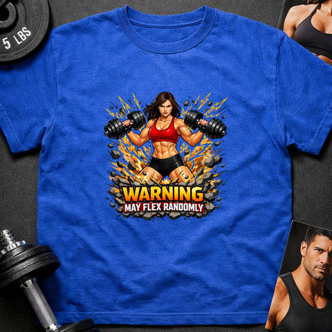 **“Warning May Flex Randomly” – Brunette Hair Caucasian Female Dumbbells Edition**
