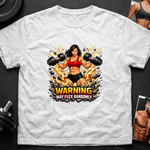 **“Warning May Flex Randomly” – Brunette Hair Caucasian Female Dumbbells Edition**