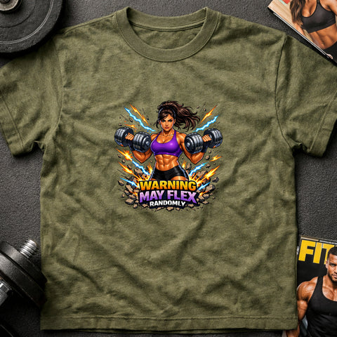 **“Warning May Flex Randomly” – Hispanic Female Dumbbells Edition**