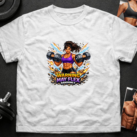 **“Warning May Flex Randomly” – Hispanic Female Dumbbells Edition**