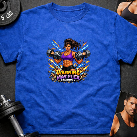 **“Warning May Flex Randomly” – Hispanic Female Dumbbells Edition**