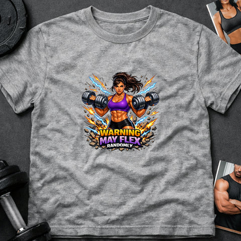 **“Warning May Flex Randomly” – Hispanic Female Dumbbells Edition**