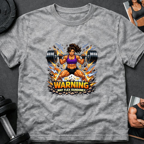 **“Warning May Flex Randomly” – Latina Female Barbell Edition**