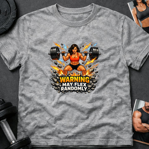 **“Warning May Flex Randomly” – Mediterranean Female Barbell Edition**