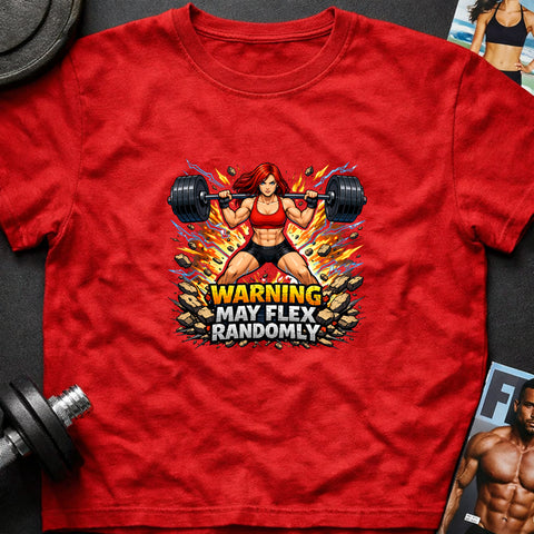 **“Warning May Flex Randomly” – Red Hair Caucasian Female Barbell Edition**