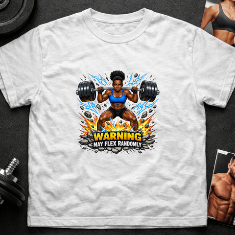 **“Warning May Flex Randomly” – Black Female Barbell Edition**