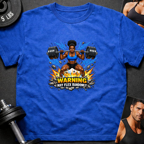 **“Warning May Flex Randomly” – Black Female Barbell Edition**