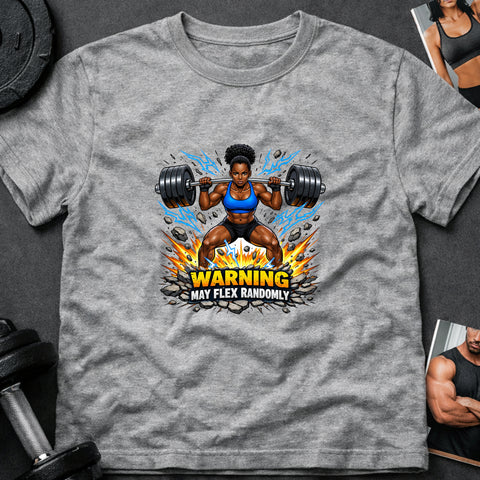 **“Warning May Flex Randomly” – Black Female Barbell Edition**
