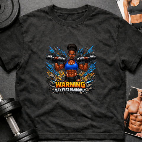 **“Warning May Flex Randomly” – Black Female Dumbbells Edition**