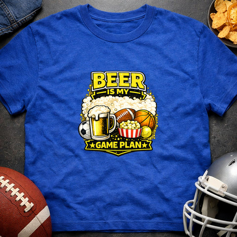 **“Beer Is My Game Plan” – Funny Sports & Beer T‑Shirt**
