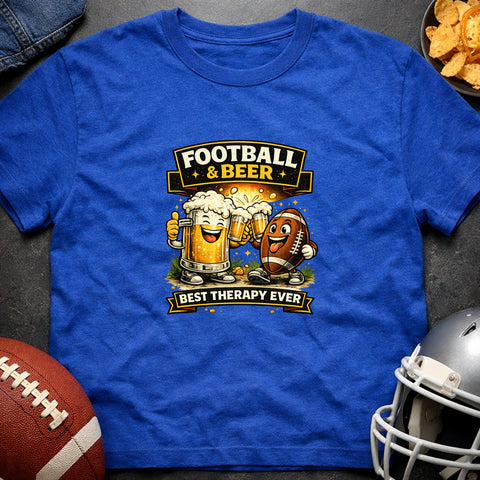**“Football & Beer – Best Therapy Ever” – Funny Game Day T‑Shirt**