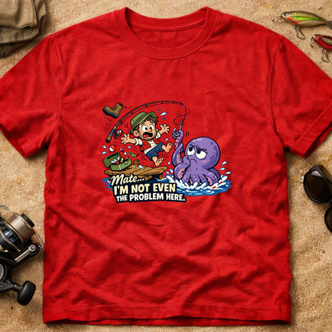 **“Mate, I’m Not Even The Problem Here!” – Funny Octopus Fishing T‑Shirt** | Unisex