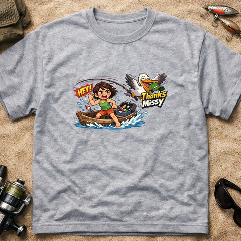 **“Thanks, Missy.” – Funny Pelican Fishing T‑Shirt** | Unisex