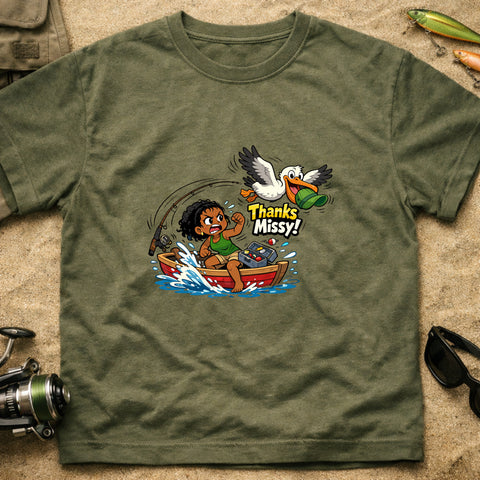 *“Thanks Missy!” – Funny Pelican Fishing T‑Shirt** | Unisex