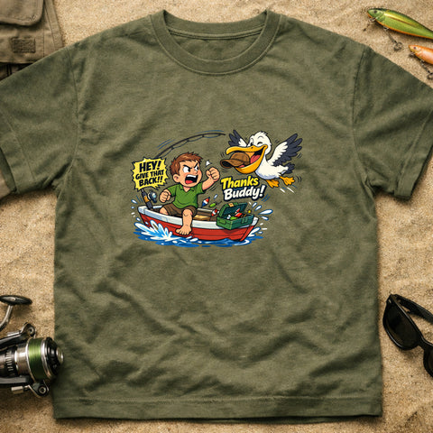 **“Thanks Buddy!!” – Funny Pelican Fishing T‑Shirt** | Unisex