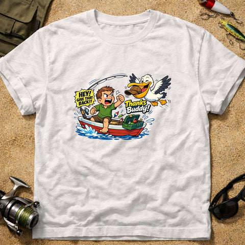 **“Thanks Buddy!!” – Funny Pelican Fishing T‑Shirt** | Unisex