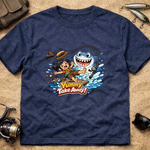 **“Yummy Take Away!” – Funny Shark Fishing T‑Shirt**