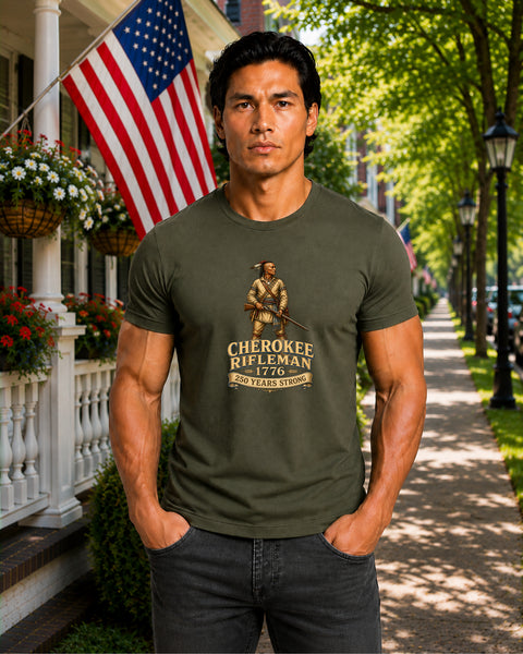 # ⭐ **“Cherokee Rifleman – 1776” – America‑250 Edition | Unisex**